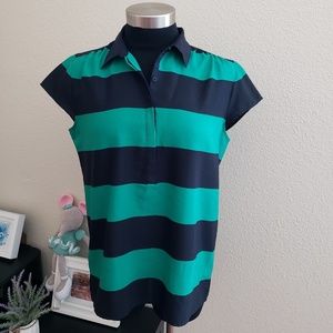LOFT ANN TAYLOR  shirt Sz M green & black